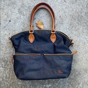 Dooney & Bourke Navy and Tan Shoulder Bag